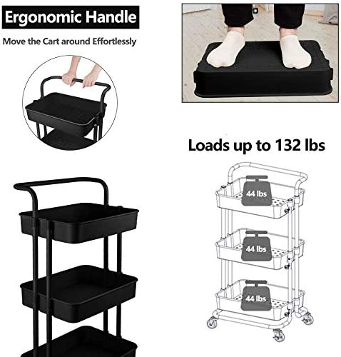 3 Tier Rolling Storage Cart with Wheels