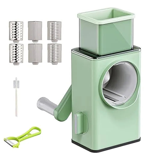 Multifunctional Rotary Drum Vegetable Grater & Slicer for Kitchen(Green)