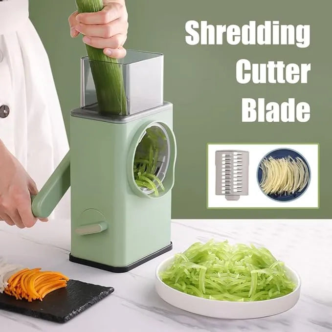 Multifunctional Rotary Drum Vegetable Grater & Slicer for Kitchen(Green)