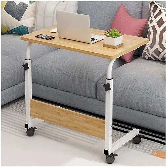 Laptop Table Desk Adjustable Height Sofa Bed Side Rolling Desk, Mobile Laptop Cart Portable Tray Table for Home Office