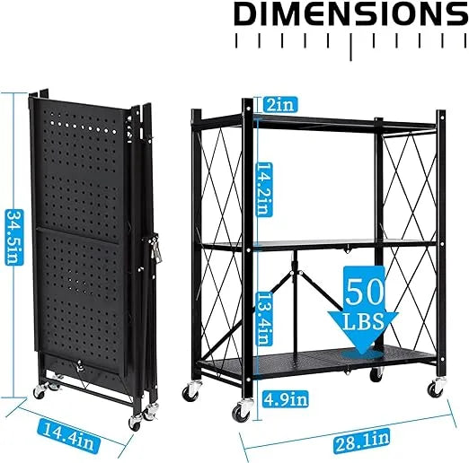 Storage Shelves with Foldable Metal Shelving Units Storage Racks(3,4,5)