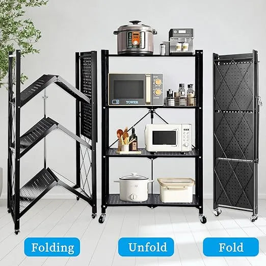 Storage Shelves with Foldable Metal Shelving Units Storage Racks(3,4,5)