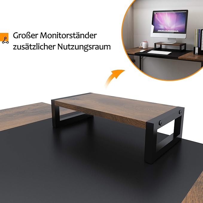 Large Computer Desk with Movable Monitor Stand, 2 Desk