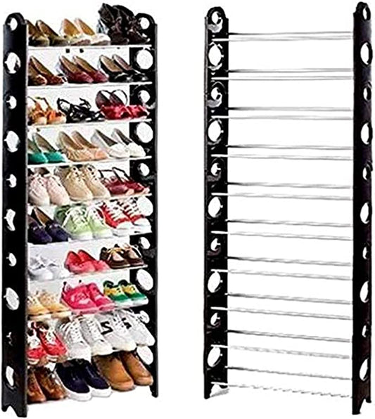 10 Layer Stackable Shoe Rack - Holds 30 Pairs Shoes