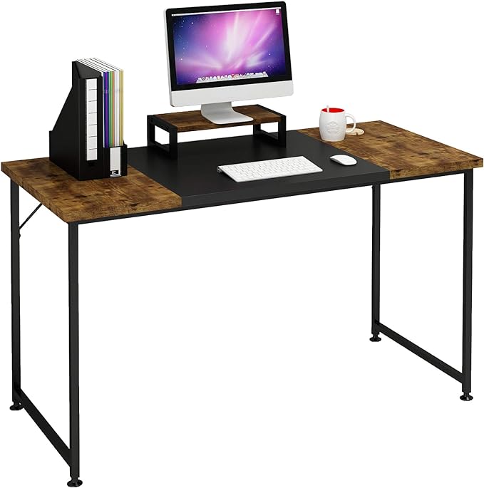 Large Computer Desk with Movable Monitor Stand, 2 Desk