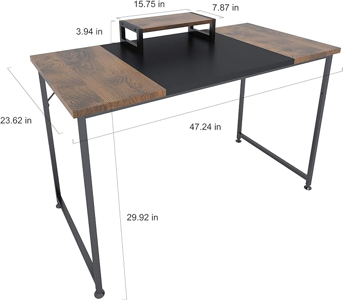 Large Computer Desk with Movable Monitor Stand, 2 Desk