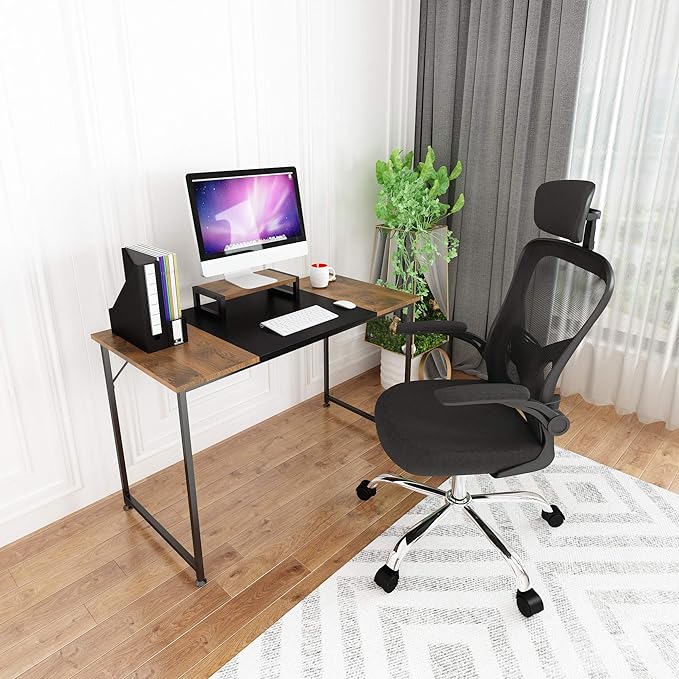 Large Computer Desk with Movable Monitor Stand, 2 Desk