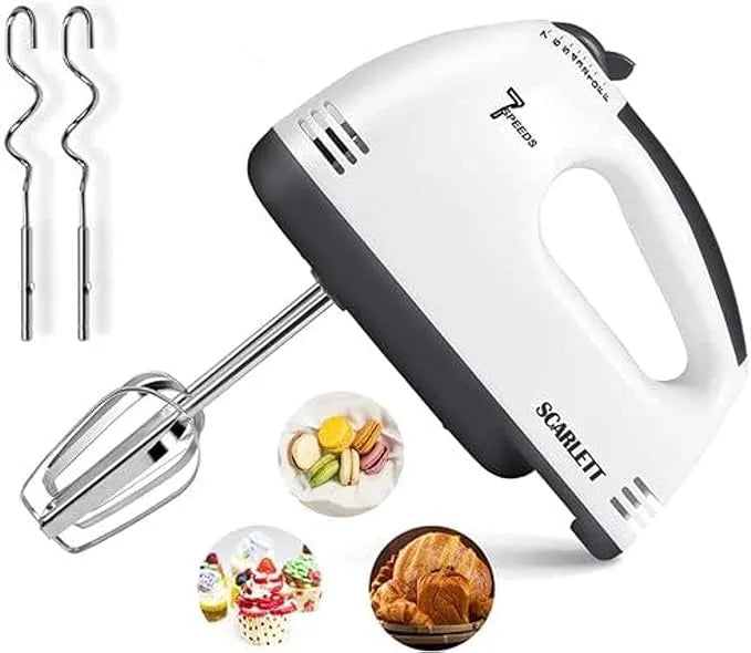 Electric Hand Mixer Easy Mix-300W with 7 Speed Control & Detachable Stainless-Steel Finish Beater & Whisker.