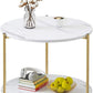 2 Tier White Side Table, Golden  Living Room Coffee