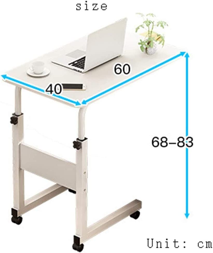 Vertical Laptop Table Adjustable Height with Wheels Side Desk 60x40 cm