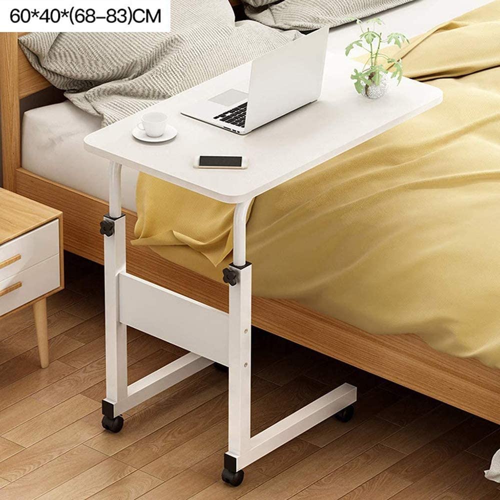 Vertical Laptop Table Adjustable Height with Wheels Side Desk 60x40 cm